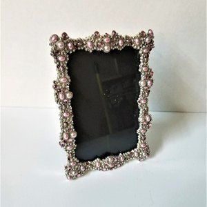 Belle Maison Metal Jeweled Aubergine Picture Frame